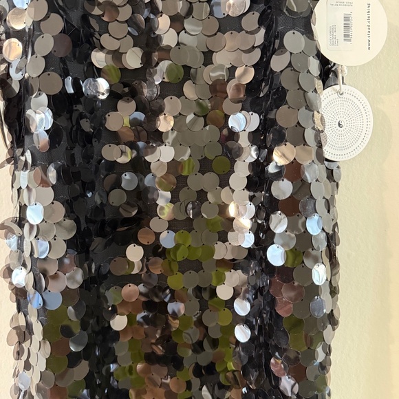 STAUD Casey Paillette Strapless Dress in Black 0 2 - Picture 6 of 10